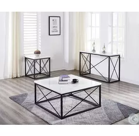 Skyler White Marble Top And Black Cocktail Table