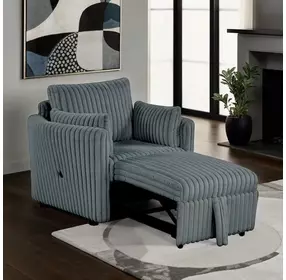 Denholme Dark Gray Sleeper Chair with Pull Out and USB Charging