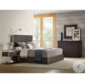 Curata Deep Brown And Brushed Brass Metal One Drawer Nightstand