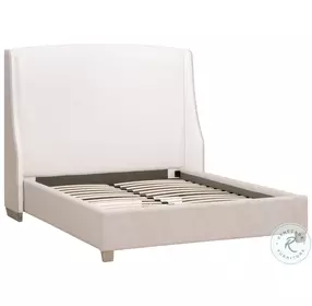 Sloan LiveSmart Peyton Pearl And Bisque Performance Fabric King Wingback Upholstered Platform Bed