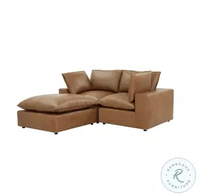 Cali Cognac Brown Leather Modular Small Sectional