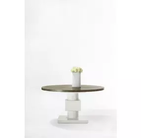 Newberry White Oak And Rustic Gray Round Dining Table