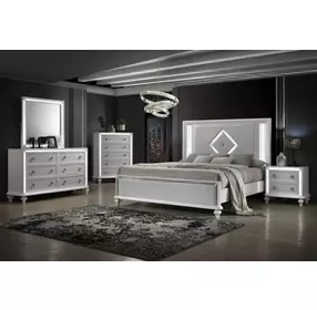 Stardust White 5 Drawer Chest with LED