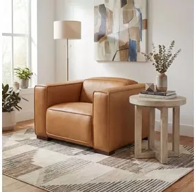 MS Rich Brown Caramel Leather Fresco Power Recliner with Power Headrest