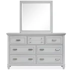 Harborwick Harbor Gray 7 Drawer Dresser with Rectangular Mirror