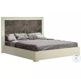 Sonia Pearl and Brown Platform Bedroom Set with LED Light