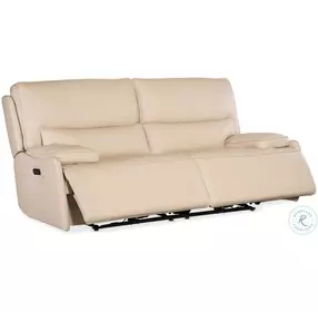 Aldridge Beige Leather Zero Gravity Power Reclining Sofa With Power Headrest