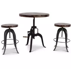 Sparrow Natural Brown And Black Adjustable Crank Pub Table Set