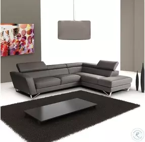 Sparta Grey Italian Leather RAF Sectional