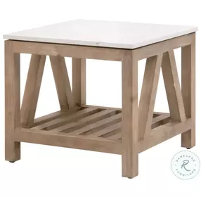 Spruce White Quartz Smoke Gray End Table