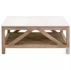 Spruce White Quartz Smoke Gray Square Cocktail Table