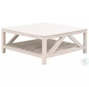 Spruce White Wash Pine And Quartz Square Occasional Table Set