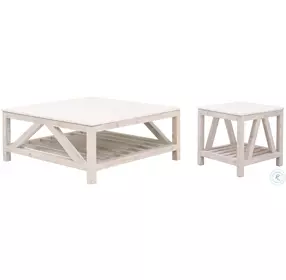 Spruce White Wash Pine And Quartz Square Coffee Table