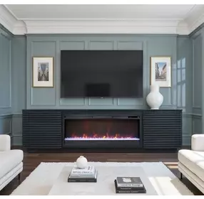 Stardust Black 89" TV Stand with Fireplace