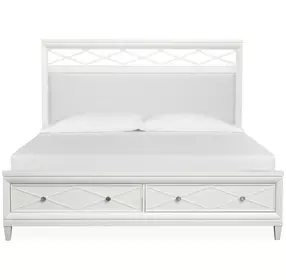 Springhouse Whisper White and Gray Upholstered Storage Panel Bedroom Set