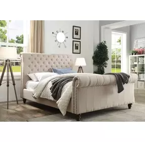 Swanson Sand Upholstered King Sleigh Bed
