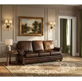 Montgomery Rich Brown Sedona Chateau Leather 83" Sofa