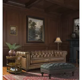 Chester Tianran Nature Leather Tufted Stationary 95" Sofa