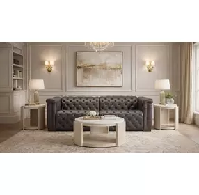 Savion Grandier Bellagio Gravel Leather 89" Power Reclining Loveseat With Power Headrest