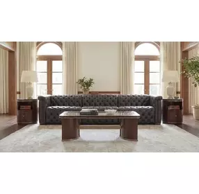 Savion Grandier Bellagio Gravel Leather 124" Power Reclining Sofa With Power Headrest