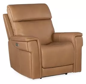 Celeste Sahara Sandalwood Leather Zero Gravity Power Recliner With Power Headrest