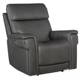 Celeste Sahara Dorian Gray Leather Zero Gravity Power Recliner With Power Headrest