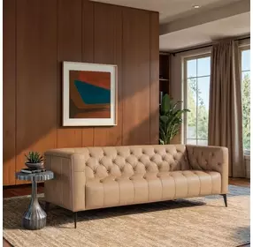 Nicolla Texas Stone Leather Stationary 84" Sofa