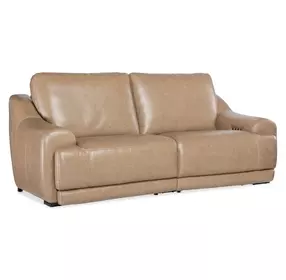 Wayward Latte Leather 92" Power Reclining Sofa with Power Headrest