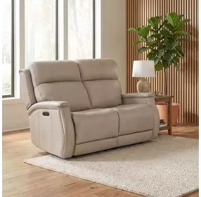 Rhea Sahara Ash Leather Zero Gravity 56" Power Reclining Loveseat With Power Headrest