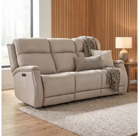 Selene Sahara Ash Leather Zero Gravity 78" Power Reclining Sofa With Power Headrest