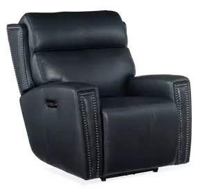 Elspeth Salvo Denim Leather Zero Gravity Power Recliner With Power Headrest