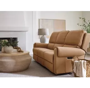 Somers Light Brown 79" Power Reclining Sofa with Power Headrest