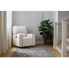 Miles Gray Leather Zero Gravity Power Recliner With Power Headrest