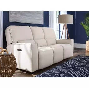 Miles Gray Leather Zero Gravity 84" Power Reclining Sofa With Power Headrest
