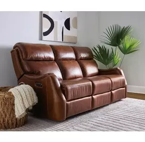 Harlan Brown Leather Zero Gravity 77" Power Reclining Sofa With Power Headrest