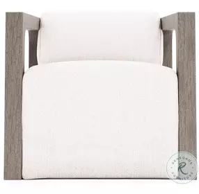 Leilani Weathered Teak And Cream Outdoor Swivel Chair