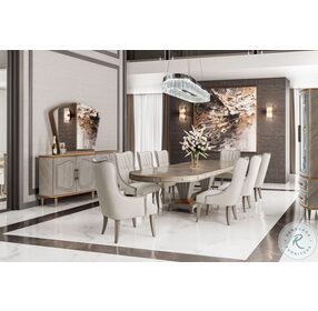 St. Helena Dove Gray 145" Extendable Oval Dining Table with Storage