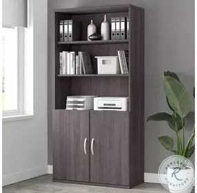 Studio A Storm Gray Tall 5 Shelf Bookcase with Doors