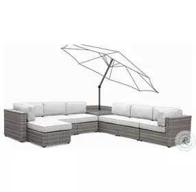 Tamyra Gray Outdoor 7 Piece Sectional with Corner Table