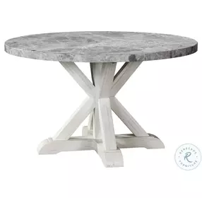 Canova Gray Marble And Cathedral White Round Dining Room Set