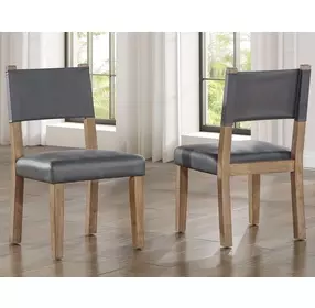 Aubrey Brown Strap Back Side Chair Set of 2