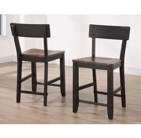 Bermuda Black 24" Short Back Counter Height Stool Set of 2