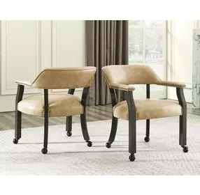 Rylie Black Captains Chair with Casters and Nailhead Trim