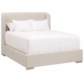 Stewart Beige California King Upholstered Low Profile Bed