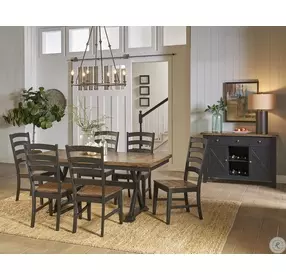 Stormy Ridge Chickory Black 72" Extendable Rectangular Trestle Dining Table