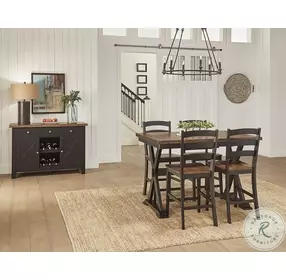 Stormy Ridge Chickory Black Ladder Back Counter Height Chair Set of 2