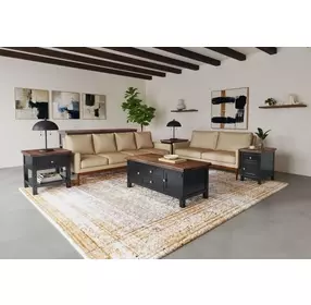 Stormy Ridge Chicory Black and Brown Cocktail Table with Casters