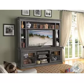 Goldenbeam Distressed Smokey Gray 4 Piece Entertainment Center