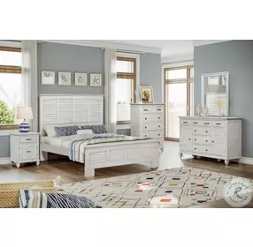 Bay Harbor Distressed White 6 Drawer and 2 Door Dresser