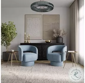 Sutton Blue Upholstered Swivel Accent Chair